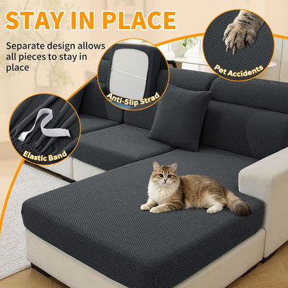 4-Piece Stretch Sofa Cover, Washable Couch Covers for Dog | 71"-91"(3 Cushions),Light Gray（Big Sale),Anti-pilling & Wear-Resistant,Pet Friendly, Washable.Ideal for Living room