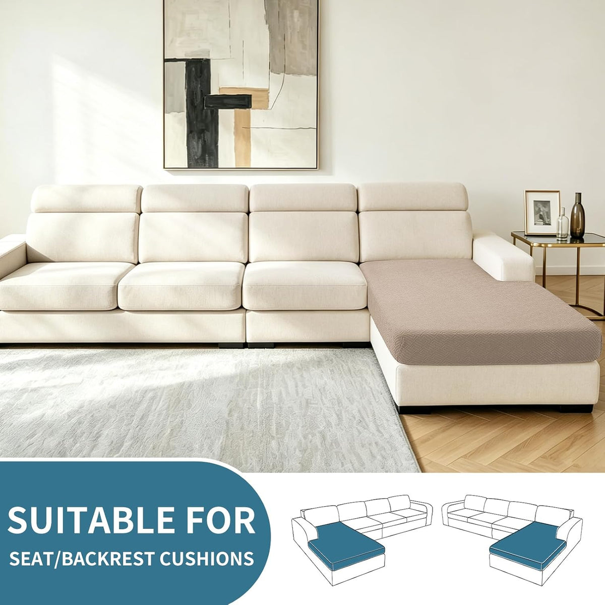 4-Piece Stretch Sofa Cover, Washable Couch Covers for Dog | 71"-91"(3 Cushions),Light Gray（Big Sale),Anti-pilling & Wear-Resistant,Pet Friendly, Washable.Ideal for Living room