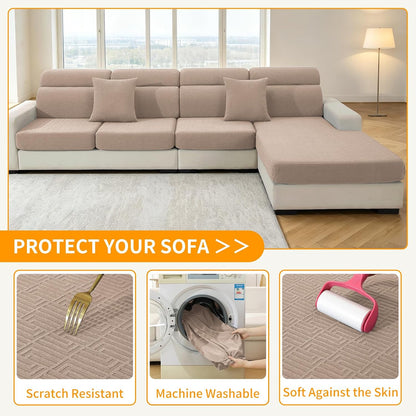 4-Piece Stretch Sofa Cover, Washable Couch Covers for Dog | 71"-91"(3 Cushions),Light Gray（Big Sale),Anti-pilling & Wear-Resistant,Pet Friendly, Washable.Ideal for Living room