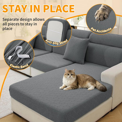 4-Piece Stretch Sofa Cover, Washable Couch Covers for Dog | 71"-91"(3 Cushions),Light Gray（Big Sale),Anti-pilling & Wear-Resistant,Pet Friendly, Washable.Ideal for Living room