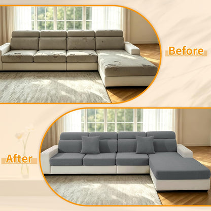 4-Piece Stretch Sofa Cover, Washable Couch Covers for Dog | 71"-91"(3 Cushions),Light Gray（Big Sale),Anti-pilling & Wear-Resistant,Pet Friendly, Washable.Ideal for Living room