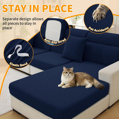 4-Piece Stretch Sofa Cover, Washable Couch Covers for Dog | 71"-91"(3 Cushions),Light Gray（Big Sale),Anti-pilling & Wear-Resistant,Pet Friendly, Washable.Ideal for Living room