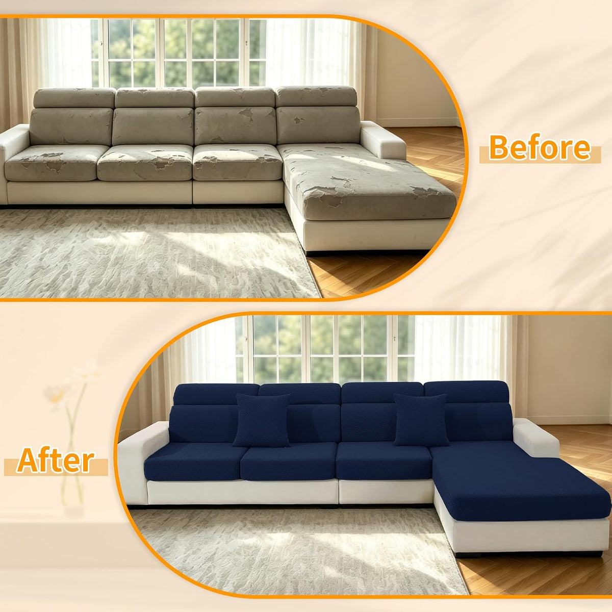 4-Piece Stretch Sofa Cover, Washable Couch Covers for Dog | 71"-91"(3 Cushions),Light Gray（Big Sale),Anti-pilling & Wear-Resistant,Pet Friendly, Washable.Ideal for Living room