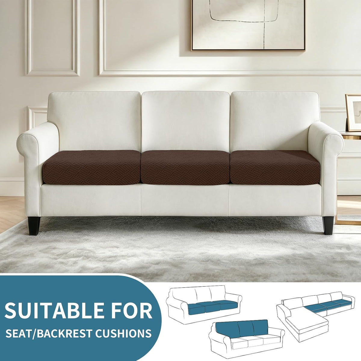 4-Piece Stretch Sofa Cover, Washable Couch Covers for Dog | 71"-91"(3 Cushions),Light Gray（Big Sale),Anti-pilling & Wear-Resistant,Pet Friendly, Washable.Ideal for Living room