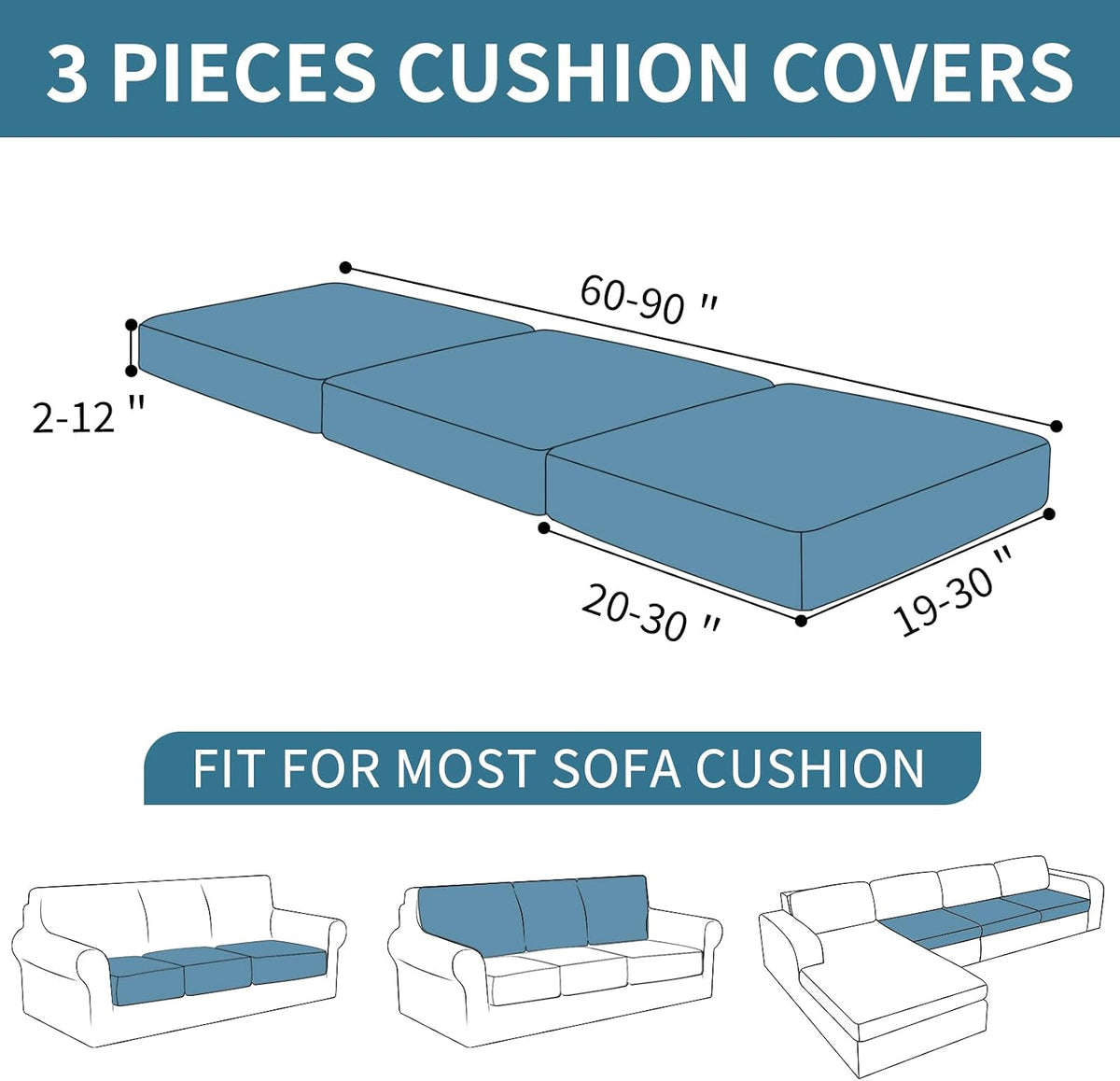 4-Piece Stretch Sofa Cover, Washable Couch Covers for Dog | 71"-91"(3 Cushions),Light Gray（Big Sale),Anti-pilling & Wear-Resistant,Pet Friendly, Washable.Ideal for Living room