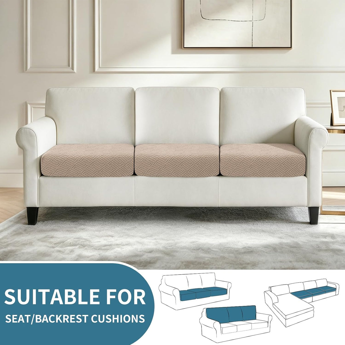 4-Piece Stretch Sofa Cover, Washable Couch Covers for Dog | 71"-91"(3 Cushions),Light Gray（Big Sale),Anti-pilling & Wear-Resistant,Pet Friendly, Washable.Ideal for Living room