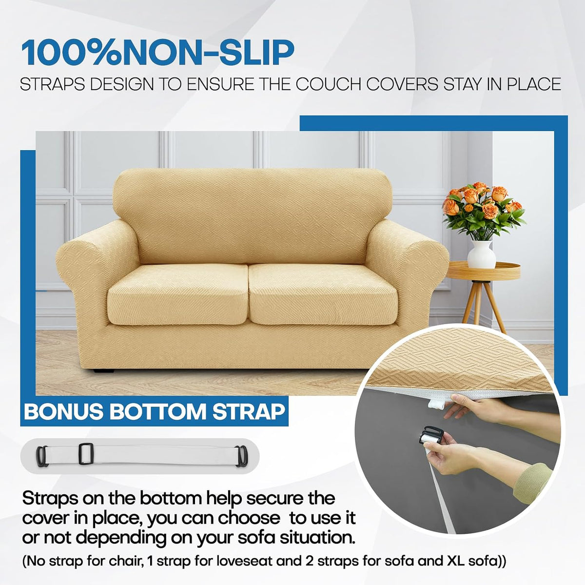 4-Piece Stretch Sofa Cover, Washable Couch Covers for Dog | 71"-91"(3 Cushions),Light Gray（Big Sale),Anti-pilling & Wear-Resistant,Pet Friendly, Washable.Ideal for Living room