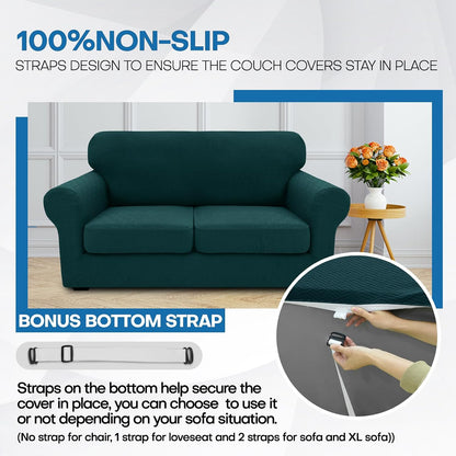 4-Piece Stretch Sofa Cover, Washable Couch Covers for Dog | 71"-91"(3 Cushions),Light Gray（Big Sale),Anti-pilling & Wear-Resistant,Pet Friendly, Washable.Ideal for Living room