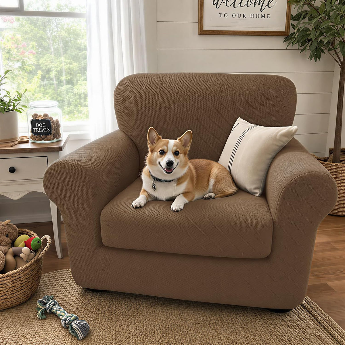 4-Piece Stretch Sofa Cover, Washable Couch Covers for Dog | 71"-91"(3 Cushions),Light Gray（Big Sale),Anti-pilling & Wear-Resistant,Pet Friendly, Washable.Ideal for Living room