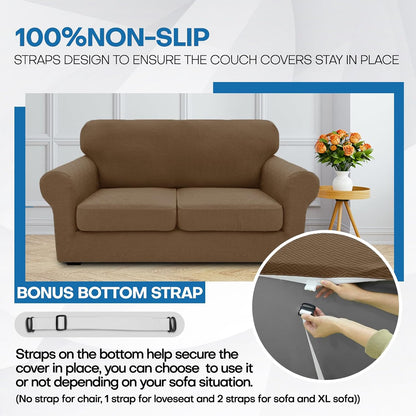 4-Piece Stretch Sofa Cover, Washable Couch Covers for Dog | 71"-91"(3 Cushions),Light Gray（Big Sale),Anti-pilling & Wear-Resistant,Pet Friendly, Washable.Ideal for Living room