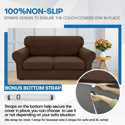 4-Piece Stretch Sofa Cover, Washable Couch Covers for Dog | 71"-91"(3 Cushions),Light Gray（Big Sale),Anti-pilling & Wear-Resistant,Pet Friendly, Washable.Ideal for Living room
