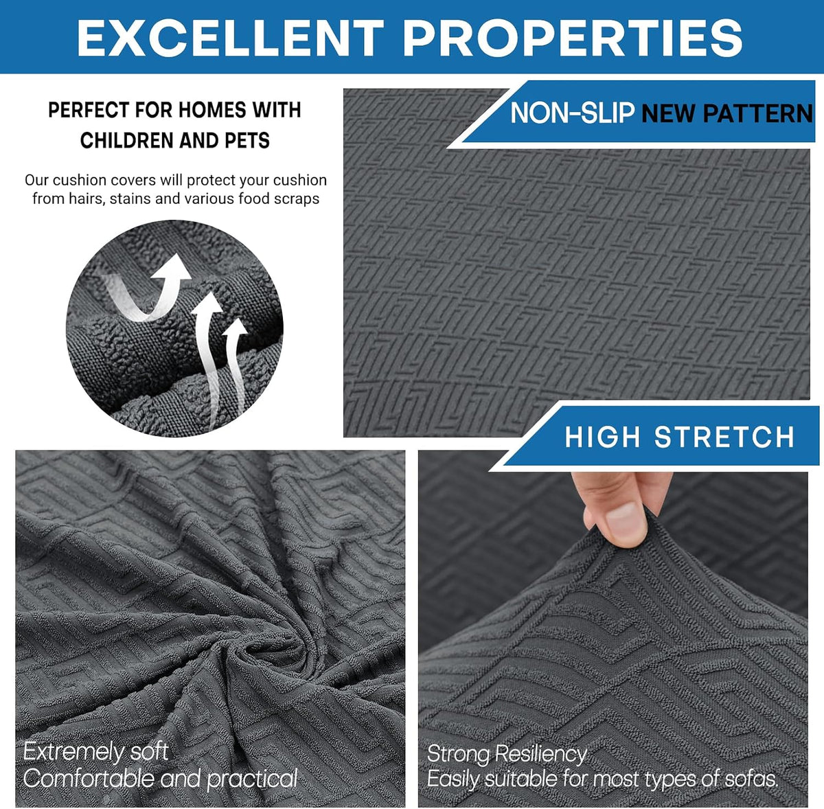 4-Piece Stretch Sofa Cover, Washable Couch Covers for Dog | 71"-91"(3 Cushions),Light Gray（Big Sale),Anti-pilling & Wear-Resistant,Pet Friendly, Washable.Ideal for Living room
