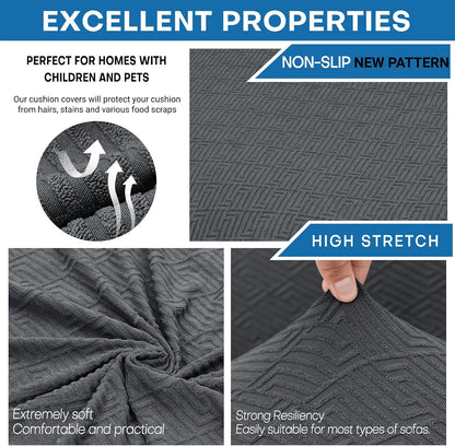 4-Piece Stretch Sofa Cover, Washable Couch Covers for Dog | 71"-91"(3 Cushions),Light Gray（Big Sale),Anti-pilling & Wear-Resistant,Pet Friendly, Washable.Ideal for Living room