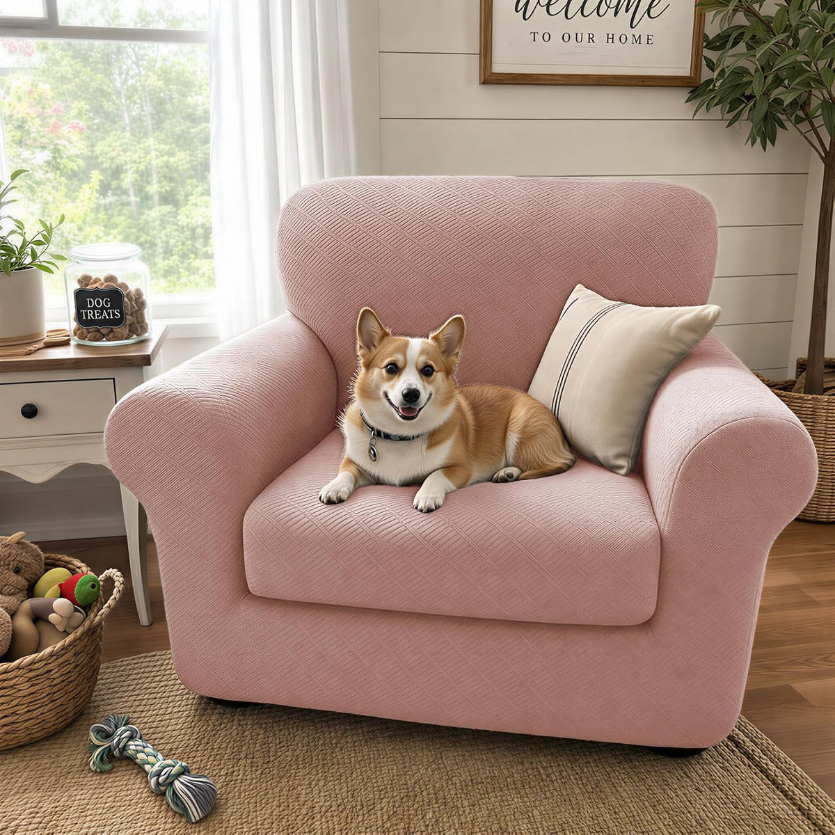4-Piece Stretch Sofa Cover, Washable Couch Covers for Dog | 71"-91"(3 Cushions),Light Gray（Big Sale),Anti-pilling & Wear-Resistant,Pet Friendly, Washable.Ideal for Living room