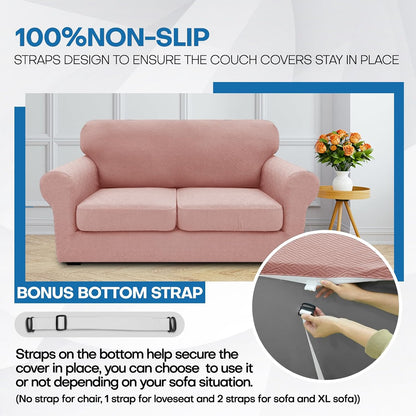 4-Piece Stretch Sofa Cover, Washable Couch Covers for Dog | 71"-91"(3 Cushions),Light Gray（Big Sale),Anti-pilling & Wear-Resistant,Pet Friendly, Washable.Ideal for Living room