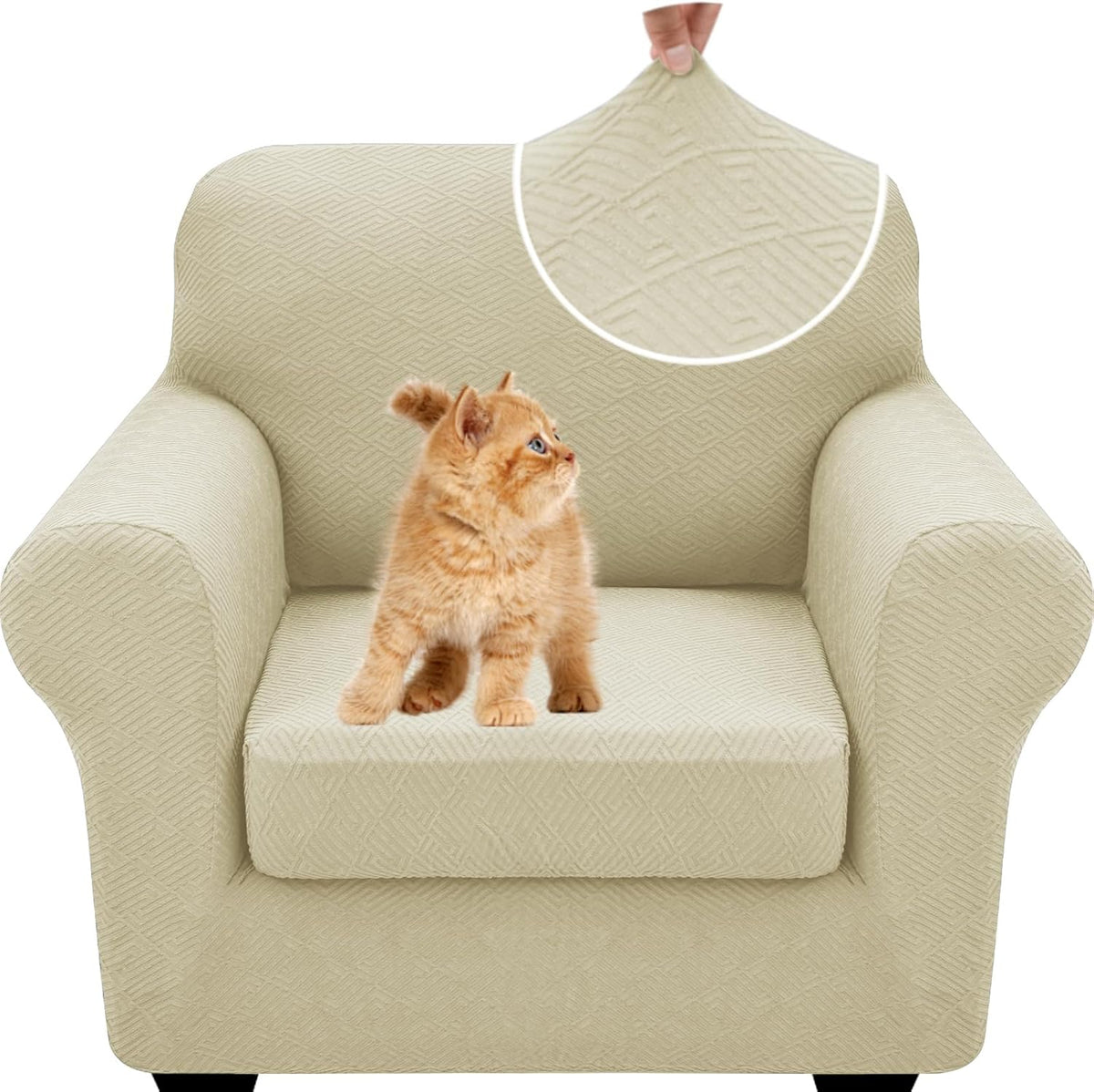 4-Piece Stretch Sofa Cover, Washable Couch Covers for Dog | 71"-91"(3 Cushions),Light Gray（Big Sale),Anti-pilling & Wear-Resistant,Pet Friendly, Washable.Ideal for Living room