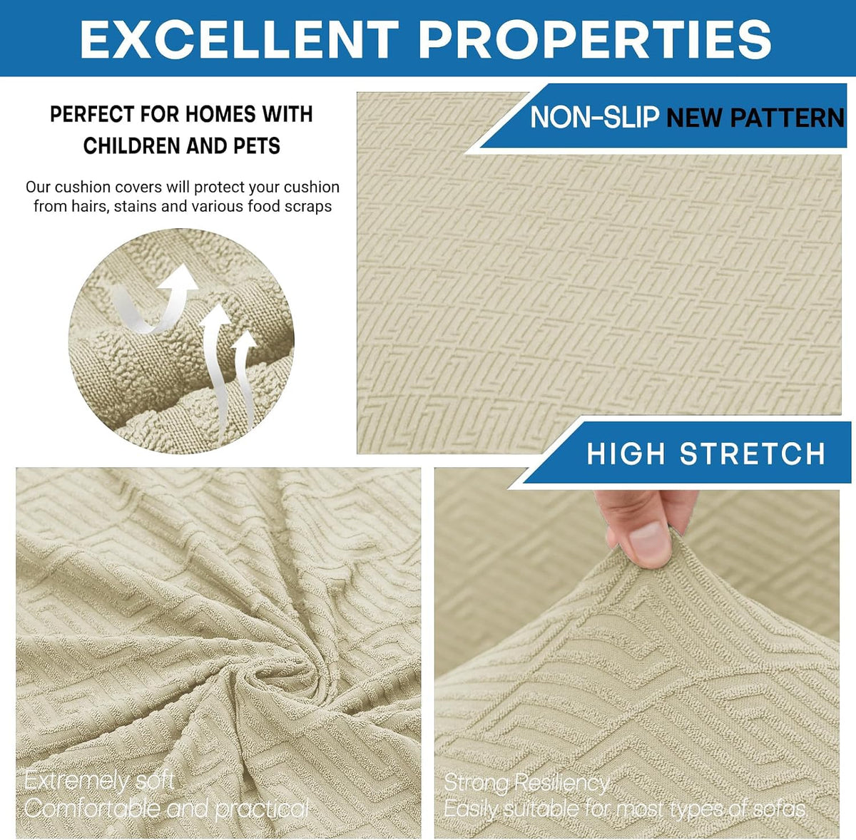 4-Piece Stretch Sofa Cover, Washable Couch Covers for Dog | 71"-91"(3 Cushions),Light Gray（Big Sale),Anti-pilling & Wear-Resistant,Pet Friendly, Washable.Ideal for Living room