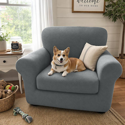 4-Piece Stretch Sofa Cover, Washable Couch Covers for Dog | 71"-91"(3 Cushions),Light Gray（Big Sale),Anti-pilling & Wear-Resistant,Pet Friendly, Washable.Ideal for Living room
