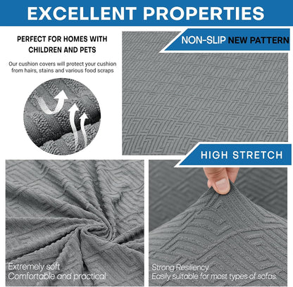 4-Piece Stretch Sofa Cover, Washable Couch Covers for Dog | 71"-91"(3 Cushions),Light Gray（Big Sale),Anti-pilling & Wear-Resistant,Pet Friendly, Washable.Ideal for Living room