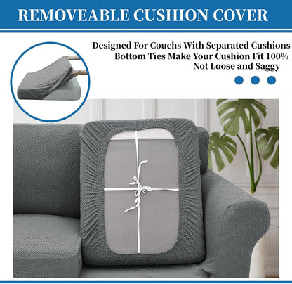 4-Piece Stretch Sofa Cover, Washable Couch Covers for Dog | 71"-91"(3 Cushions),Light Gray（Big Sale),Anti-pilling & Wear-Resistant,Pet Friendly, Washable.Ideal for Living room