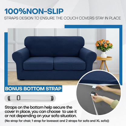 4-Piece Stretch Sofa Cover, Washable Couch Covers for Dog | 71"-91"(3 Cushions),Light Gray（Big Sale),Anti-pilling & Wear-Resistant,Pet Friendly, Washable.Ideal for Living room