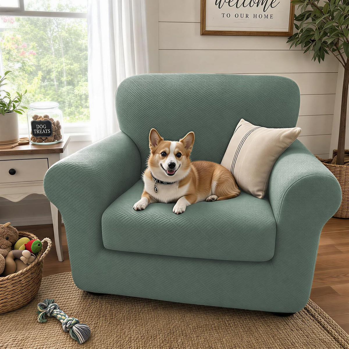4-Piece Stretch Sofa Cover, Washable Couch Covers for Dog | 71"-91"(3 Cushions),Light Gray（Big Sale),Anti-pilling & Wear-Resistant,Pet Friendly, Washable.Ideal for Living room