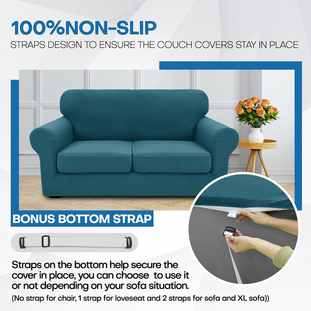 4-Piece Stretch Sofa Cover, Washable Couch Covers for Dog | 71"-91"(3 Cushions),Light Gray（Big Sale),Anti-pilling & Wear-Resistant,Pet Friendly, Washable.Ideal for Living room