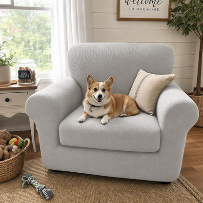 4-Piece Stretch Sofa Cover, Washable Couch Covers for Dog | 71"-91"(3 Cushions),Light Gray（Big Sale),Anti-pilling & Wear-Resistant,Pet Friendly, Washable.Ideal for Living room