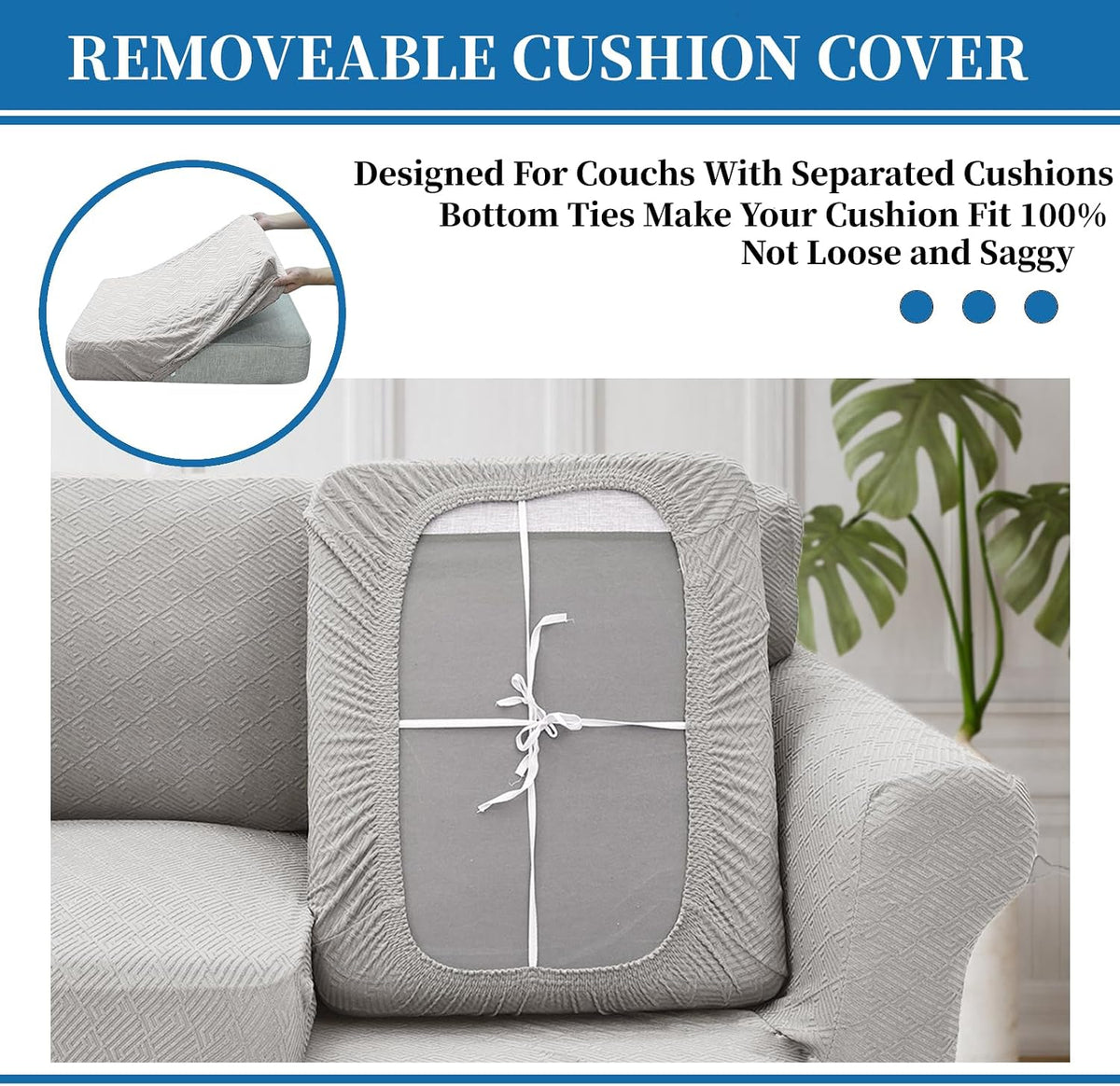 4-Piece Stretch Sofa Cover, Washable Couch Covers for Dog | 71"-91"(3 Cushions),Light Gray（Big Sale),Anti-pilling & Wear-Resistant,Pet Friendly, Washable.Ideal for Living room