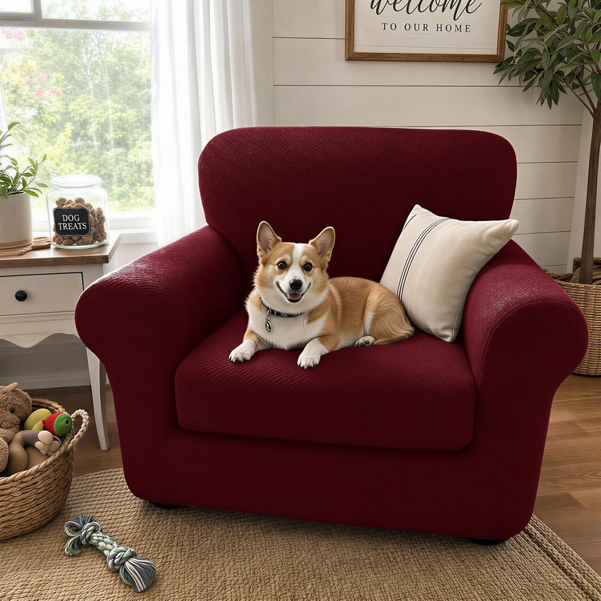 4-Piece Stretch Sofa Cover, Washable Couch Covers for Dog | 71"-91"(3 Cushions),Light Gray（Big Sale),Anti-pilling & Wear-Resistant,Pet Friendly, Washable.Ideal for Living room