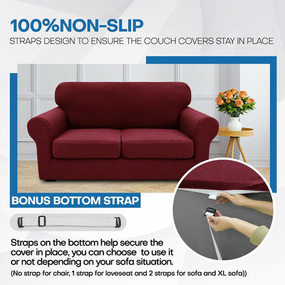 4-Piece Stretch Sofa Cover, Washable Couch Covers for Dog | 71"-91"(3 Cushions),Light Gray（Big Sale),Anti-pilling & Wear-Resistant,Pet Friendly, Washable.Ideal for Living room