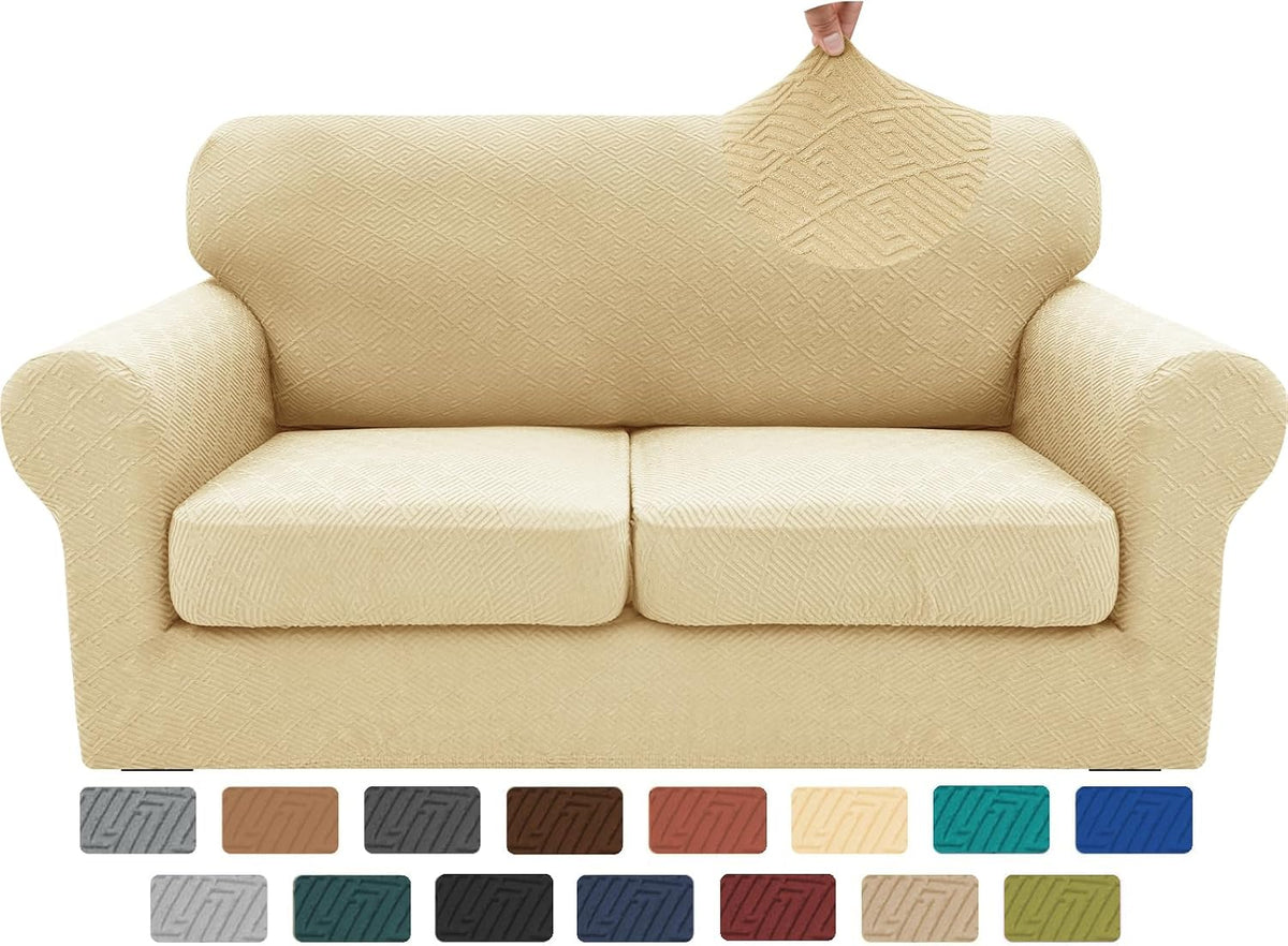 4-Piece Stretch Sofa Cover, Washable Couch Covers for Dog | 71"-91"(3 Cushions),Light Gray（Big Sale),Anti-pilling & Wear-Resistant,Pet Friendly, Washable.Ideal for Living room