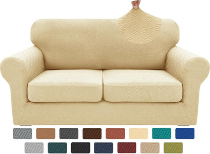 4-Piece Stretch Sofa Cover, Washable Couch Covers for Dog | 71"-91"(3 Cushions),Light Gray（Big Sale),Anti-pilling & Wear-Resistant,Pet Friendly, Washable.Ideal for Living room
