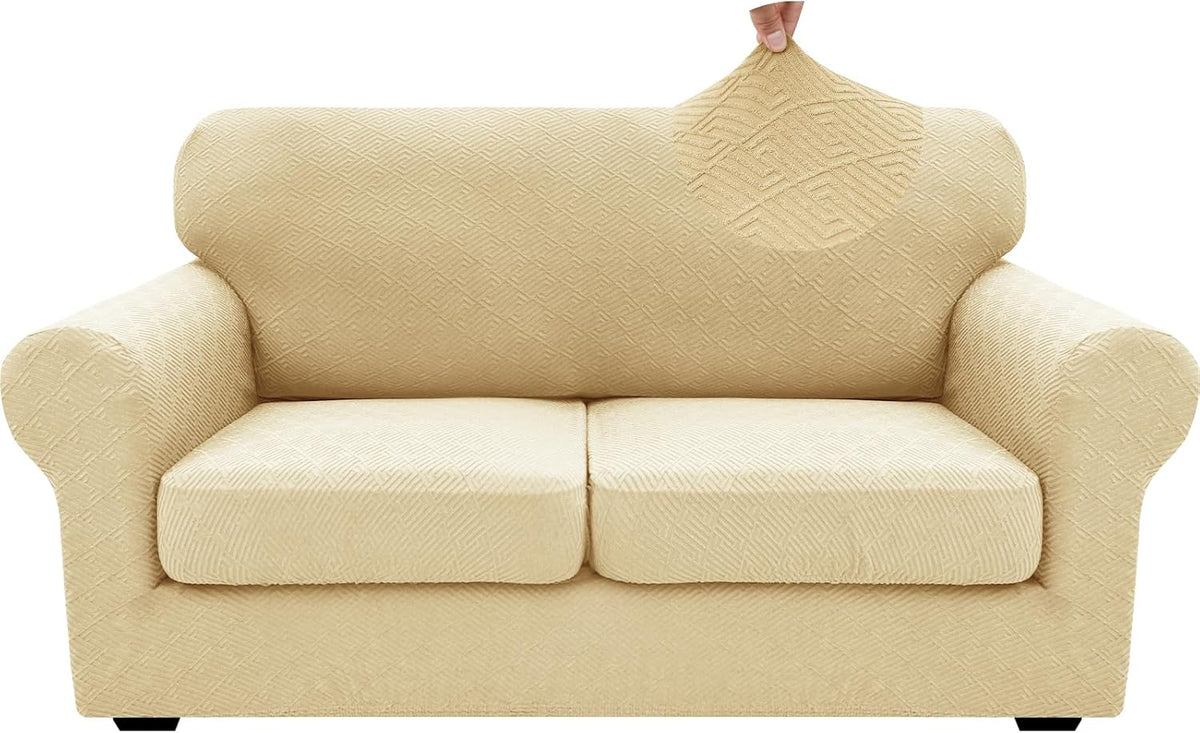4-Piece Stretch Sofa Cover, Washable Couch Covers for Dog | 71"-91"(3 Cushions),Light Gray（Big Sale),Anti-pilling & Wear-Resistant,Pet Friendly, Washable.Ideal for Living room