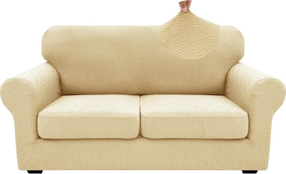 4-Piece Stretch Sofa Cover, Washable Couch Covers for Dog | 71"-91"(3 Cushions),Light Gray（Big Sale),Anti-pilling & Wear-Resistant,Pet Friendly, Washable.Ideal for Living room