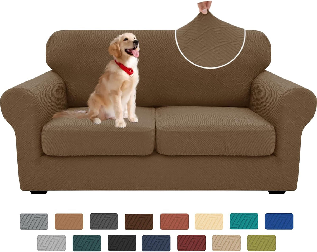 4-Piece Stretch Sofa Cover, Washable Couch Covers for Dog | 71"-91"(3 Cushions),Light Gray（Big Sale),Anti-pilling & Wear-Resistant,Pet Friendly, Washable.Ideal for Living room