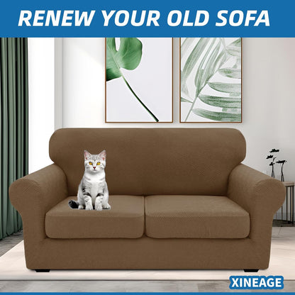 4-Piece Stretch Sofa Cover, Washable Couch Covers for Dog | 71"-91"(3 Cushions),Light Gray（Big Sale),Anti-pilling & Wear-Resistant,Pet Friendly, Washable.Ideal for Living room