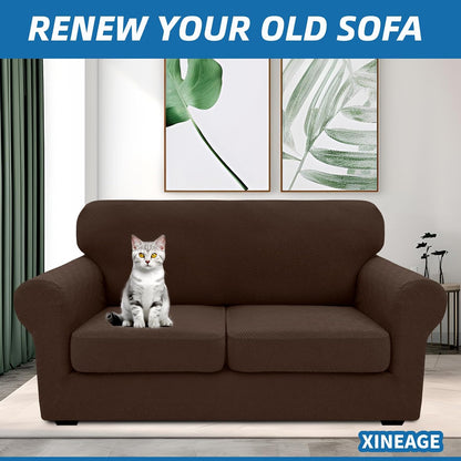 4-Piece Stretch Sofa Cover, Washable Couch Covers for Dog | 71"-91"(3 Cushions),Light Gray（Big Sale),Anti-pilling & Wear-Resistant,Pet Friendly, Washable.Ideal for Living room
