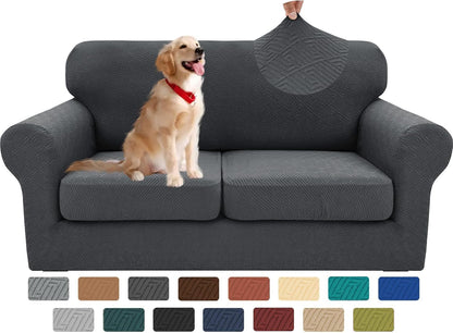 4-Piece Stretch Sofa Cover, Washable Couch Covers for Dog | 71"-91"(3 Cushions),Light Gray（Big Sale),Anti-pilling & Wear-Resistant,Pet Friendly, Washable.Ideal for Living room