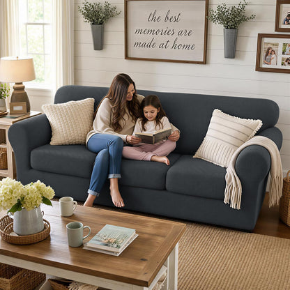 4-Piece Stretch Sofa Cover, Washable Couch Covers for Dog | 71"-91"(3 Cushions),Light Gray（Big Sale),Anti-pilling & Wear-Resistant,Pet Friendly, Washable.Ideal for Living room