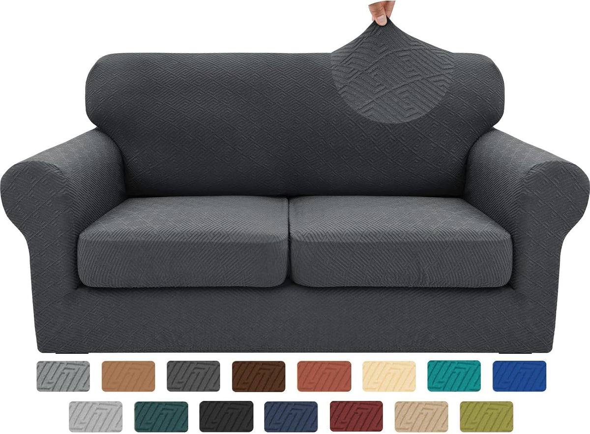 4-Piece Stretch Sofa Cover, Washable Couch Covers for Dog | 71"-91"(3 Cushions),Light Gray（Big Sale),Anti-pilling & Wear-Resistant,Pet Friendly, Washable.Ideal for Living room