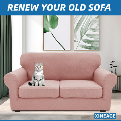 4-Piece Stretch Sofa Cover, Washable Couch Covers for Dog | 71"-91"(3 Cushions),Light Gray（Big Sale),Anti-pilling & Wear-Resistant,Pet Friendly, Washable.Ideal for Living room