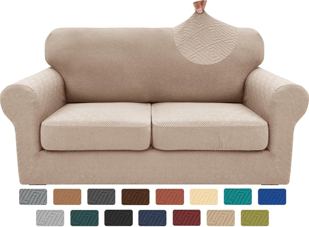 4-Piece Stretch Sofa Cover, Washable Couch Covers for Dog | 71"-91"(3 Cushions),Light Gray（Big Sale),Anti-pilling & Wear-Resistant,Pet Friendly, Washable.Ideal for Living room