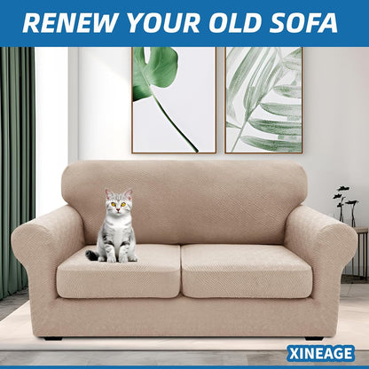 4-Piece Stretch Sofa Cover, Washable Couch Covers for Dog | 71"-91"(3 Cushions),Light Gray（Big Sale),Anti-pilling & Wear-Resistant,Pet Friendly, Washable.Ideal for Living room