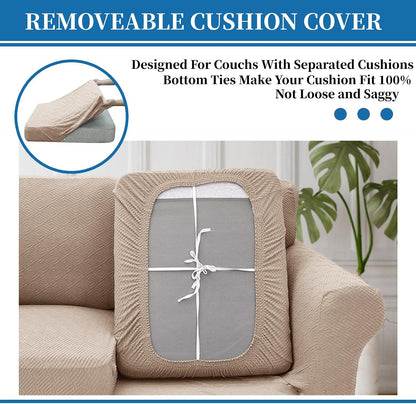 4-Piece Stretch Sofa Cover, Washable Couch Covers for Dog | 71"-91"(3 Cushions),Light Gray（Big Sale),Anti-pilling & Wear-Resistant,Pet Friendly, Washable.Ideal for Living room