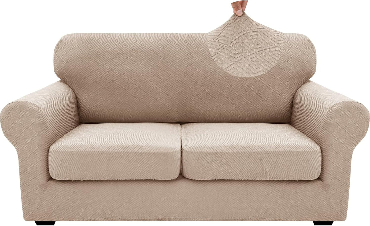 4-Piece Stretch Sofa Cover, Washable Couch Covers for Dog | 71"-91"(3 Cushions),Light Gray（Big Sale),Anti-pilling & Wear-Resistant,Pet Friendly, Washable.Ideal for Living room