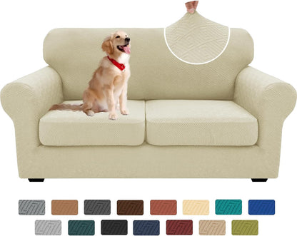 4-Piece Stretch Sofa Cover, Washable Couch Covers for Dog | 71"-91"(3 Cushions),Light Gray（Big Sale),Anti-pilling & Wear-Resistant,Pet Friendly, Washable.Ideal for Living room