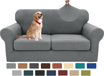 4-Piece Stretch Sofa Cover, Washable Couch Covers for Dog | 71"-91"(3 Cushions),Light Gray（Big Sale),Anti-pilling & Wear-Resistant,Pet Friendly, Washable.Ideal for Living room