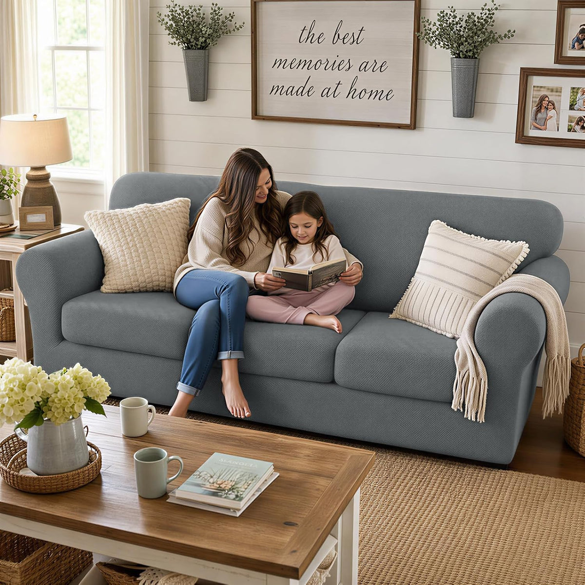 4-Piece Stretch Sofa Cover, Washable Couch Covers for Dog | 71"-91"(3 Cushions),Light Gray（Big Sale),Anti-pilling & Wear-Resistant,Pet Friendly, Washable.Ideal for Living room