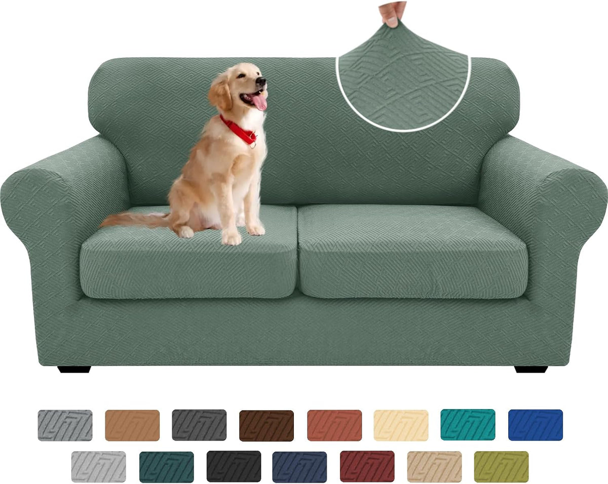 4-Piece Stretch Sofa Cover, Washable Couch Covers for Dog | 71"-91"(3 Cushions),Light Gray（Big Sale),Anti-pilling & Wear-Resistant,Pet Friendly, Washable.Ideal for Living room